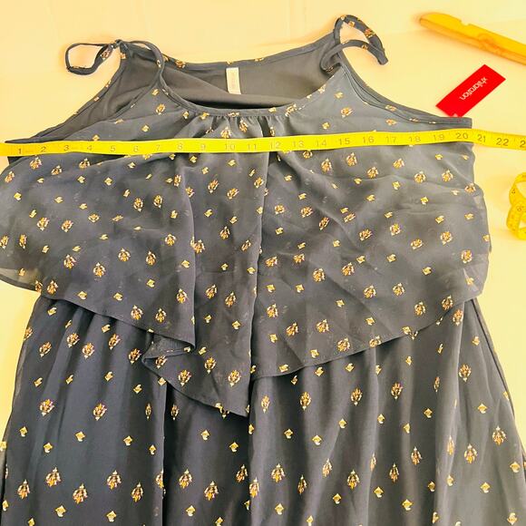 Xhilaration Printed Spagetti Strap Overlay Maxi Dress Size XXL NWT Black Multi - Picture 4 of 6